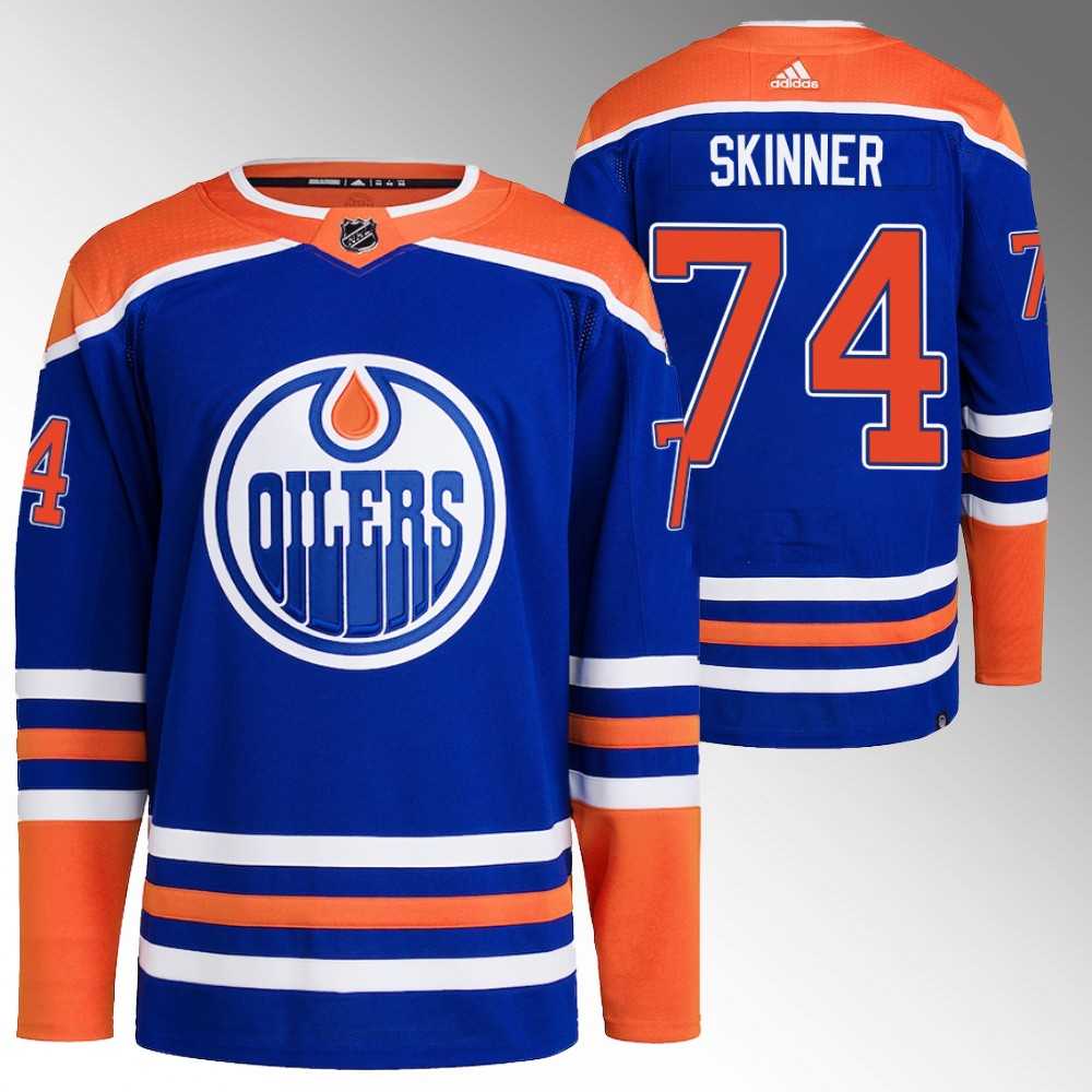 Men's Edmonton Oilers #74 Stuart Skinner Royal Stitched Jersey Dzhi